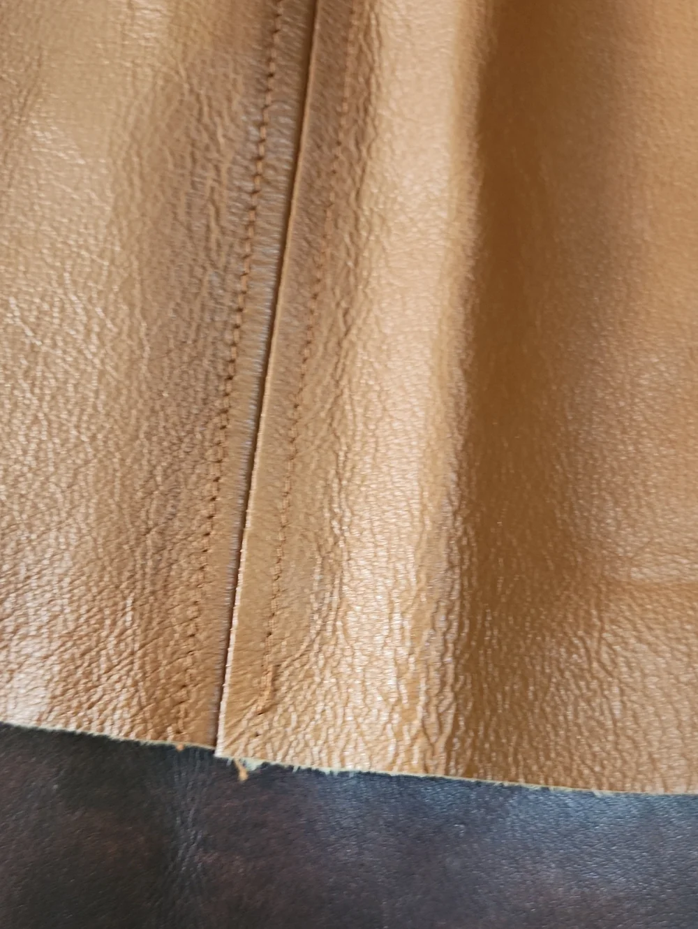 Clio 100% Leather Skirt in Tan Brown